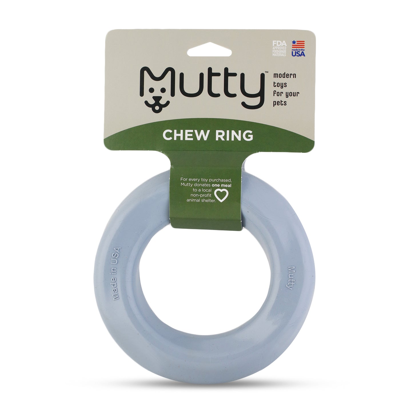 Mutty Dog Chew Ring - Made in USA Dog Toys for Chewers - One Meal Donated to Shelters per Toy